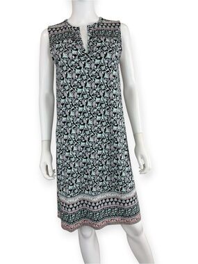 J. Jill Wearever Collection Paisley Print Shift Dress Size S P0979